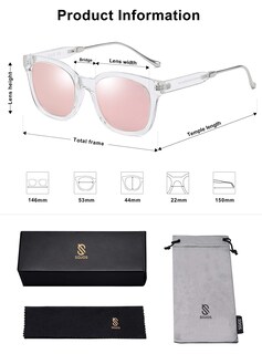 Foto 5 | Foto 5 | Gafas de Sol Sojos Classic Square Polarized Uv400 Transparente - Rosa - Venta Internacional