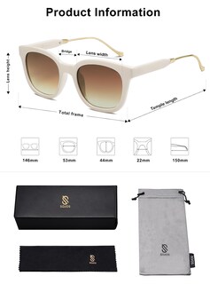 Foto 5 | Foto 5 | Gafas de Sol Sojos Classic Square Polarized Uv400 Crema/marrón - Venta Internacional