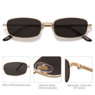 Foto 2 | Foto 2 | Gafas De Sol Sojos Y2k Rectángulo Estrecho Sj1187 Dorado/gris Uv400 - Venta Internacional.