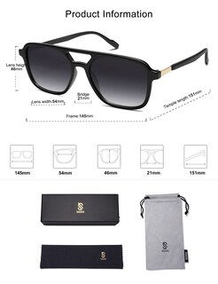 Foto 5 | Foto 5 | Gafas de Sol Sojos Retro Aviator Sj2202 con Montura Negra Y Lente Gris - Venta Internacional