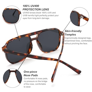 Foto 4 | Foto 4 | Gafas De Sol Feisedy Retro Square Aviator 70s Uv400 B2835 - Venta Internacional.