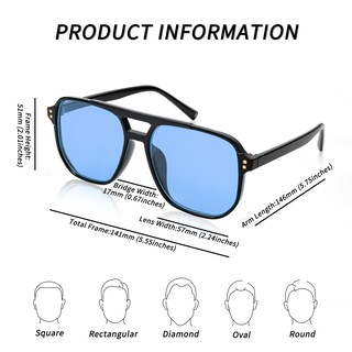 Foto 6 | Foto 6 | Gafas De Sol Feisedy Retro Square Aviator 70s Uv400 B2835 - Venta Internacional.