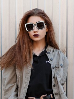 Foto 6 | Foto 6 | Gafas De Sol Frienda Para Mujer, Grandes, Cuadradas, Retro, Negras - Venta Internacional.