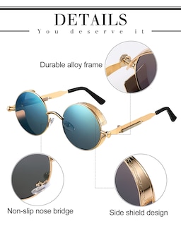 Foto 3 | Foto 3 | Gafas De Sol Steampunk Coume Retro Góticas Con Montura Redonda De Metal - Venta Internacional.