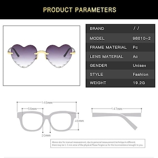 Foto 5 | Foto 5 | Gafas De Sol Huoguo Unisex En Forma De Corazón Sin Marco A La Moda - Venta Internacional.