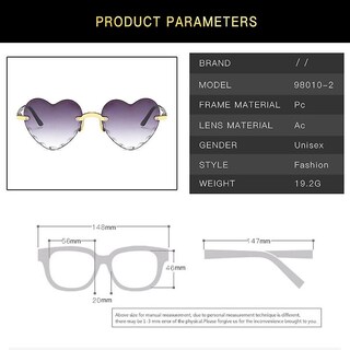 Foto 5 | Foto 5 | Gafas De Sol Huoguo Unisex En Forma De Corazón Sin Marco A La Moda - Venta Internacional.