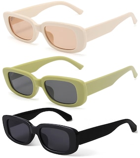 Foto 1 | Foto 1 | Gafas De Sol Kuguaok Retro Rectangulares Uv400 Para Mujer Y Hombre Paquete De 3 - Venta Internacional.