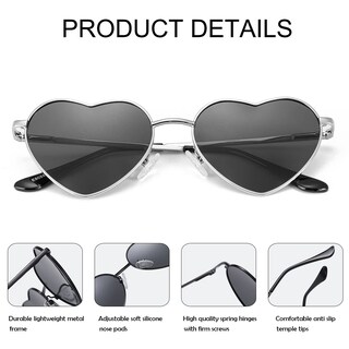 Foto 4 | Foto 4 | Gafas De Sol Jovakit Polarized Heart Para Mujer Plateado/gris - Venta Internacional.