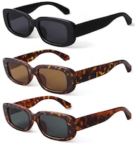 Gafas De Sol Kuguaok  Retro  Rectangulares  Con Protección Uv400  Paquete De 3 - Venta Internacional.
