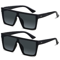 Gafas De Sol Lyzoit Square Oversized Shield Uv400 Negro Mate Paquete De 2 - Venta Internacional.