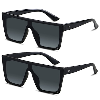 Foto 1 | Foto 1 | Gafas De Sol Lyzoit Square Oversized Shield Uv400 Negro Mate Paquete De 2 - Venta Internacional.