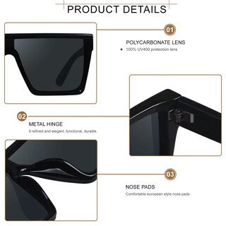 Foto 2 | Foto 2 | Gafas De Sol Lyzoit Cuadradas De Gran Tamaño Para Mujer Y Hombre Uv400 - Venta Internacional.