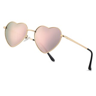 Foto 1 | Foto 1 | Gafas De Sol Jovakit Polarized Heart Para Mujer Con Espejo Dorado/rosa - Venta Internacional.