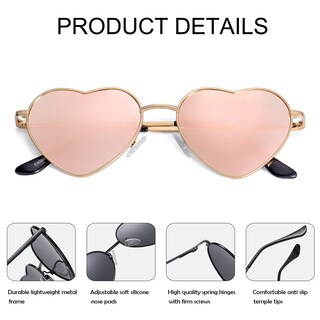 Foto 4 | Foto 4 | Gafas De Sol Jovakit Polarized Heart Para Mujer Con Espejo Dorado/rosa - Venta Internacional.