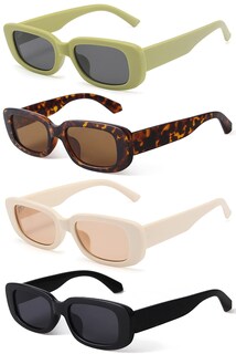 Foto 1 | Foto 1 | Gafas De Sol Kuguaok Retro Rectangulares Uv400 Para Mujer Y Hombre Paquete De 4 - Venta Internacional.