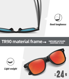 Foto 5 | Foto 5 | Gafas De Sol Meetsun Classic Retro Square Polarizadas Uv400 Rojas - Venta Internacional.