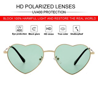 Foto 4 | Foto 4 | Gafas De Sol Jovakit Polarized Heart Para Mujer Con Lentes Doradas/grises - Venta Internacional.