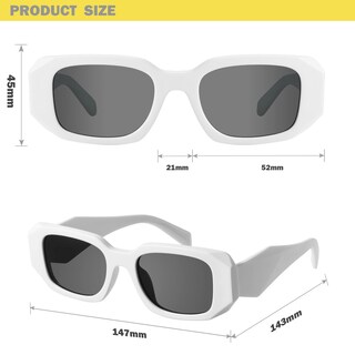 Foto 5 | Foto 5 | Gafas De Sol Mosanana Trendy Rectangle Creamy White Para Mujer Y Hombre - Venta Internacional.