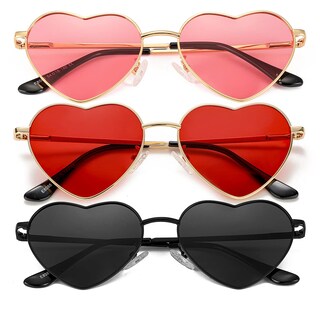 Foto 1 | Foto 1 | Gafas De Sol Jovakit Polarized Heart Para Mujer Dorado/rojo + Negro/gris + Dorado/rosa - Venta Internacional.