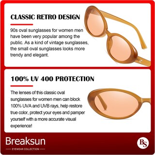 Foto 6 | Foto 6 | Gafas De Sol Breaksun Retro Oval 90s Vintage Uv400 Para Mujeres Y Hombres - Venta Internacional.