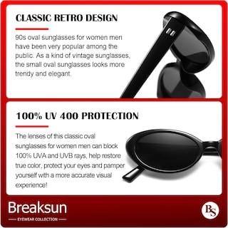 Foto 6 | Foto 6 | Gafas De Sol Breaksun Retro Oval 90s Vintage Para Mujer Y Hombre - Venta Internacional.