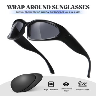 Foto 4 | Foto 4 | Gafas De Sol Jaspin Y2k Wrap Around Silver Ovaladas Uv400 Para Mujeres Y Hombres - Venta Internacional.