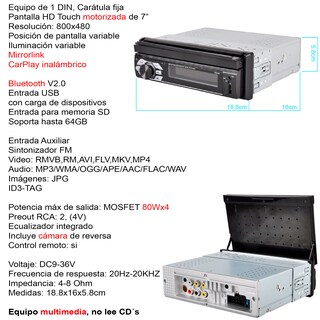 Foto 6 | Foto 6 | Autoestereo Vak 1703 Motorizado 7 MP5 Bluetooth USB Mirrorlink SD