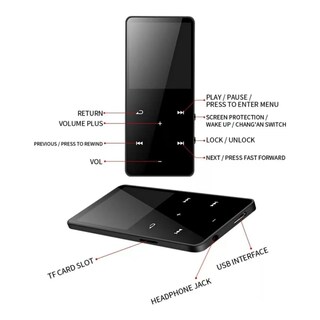 Foto 5 | Foto 5 | Reproductor MP4 Pantalla Táctil Bluetooth de 8 GG con Radio FM y Auriculares - Venta Internacional