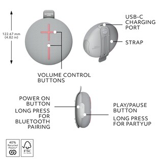 Foto 7 | Foto 7 | Altavoz Bluetooth Ultimate Ears Miniroll Impermeable Gris - Venta Internacional.