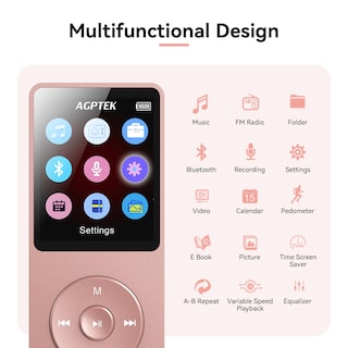 Foto 4 | Foto 4 | Reproductor Mp3 Agptek A02 Bluetooth 5.3 32gb Oro Rosa - Venta Internacional