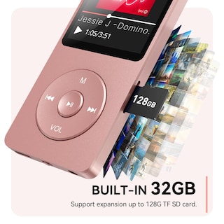 Foto 5 | Foto 5 | Reproductor Mp3 Agptek A02 Bluetooth 5.3 32gb Oro Rosa - Venta Internacional