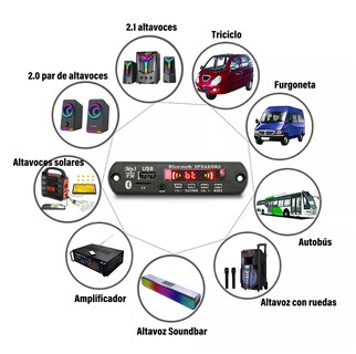 Foto 5 | Foto 5 | Módulo Reproductor De Audio Con Bluetooth Usb Sd Fm Auxiliar 12v