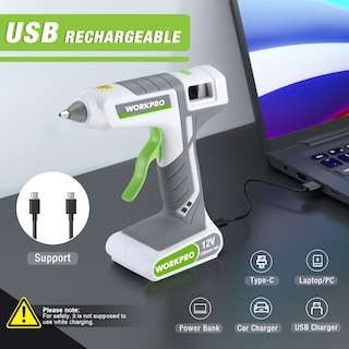 Foto 7 | Foto 7 | Pistola De Pegamento Termofusible Inalámbrica Workpro 12 V Recargable Blanca - Venta Internacional.