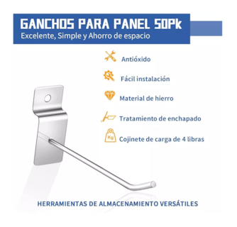 Foto 2 | Foto 2 | Gancho Blister para Panel Ranurado 10 cm 100 Piezas