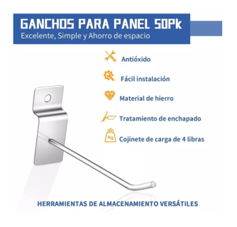 Foto 2 | Foto 2 | Gancho Blister para Panel Ranurado 10 cm 100 Piezas