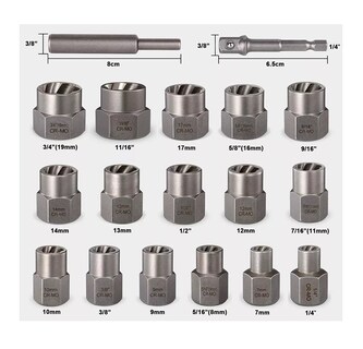 Foto 2 | Foto 2 | Juego Extractor de Tornillos y Tuercas BELUG 18 Piezas Negro