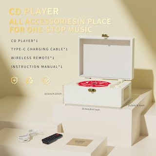 Foto 4 | Foto 4 | Reproductor De Cd Yintiny De Piel Recargable Con Bluetooth 5 - Venta Internacional.