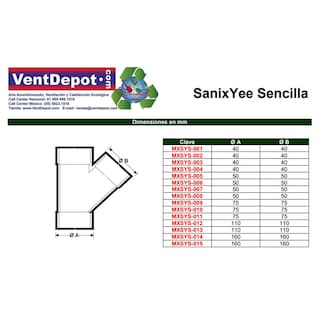 Foto 3 | Foto 3 | Pvc Yees Plomeria Canalizacion Ventdepot Mxsys-014 1 Piezas Blanco