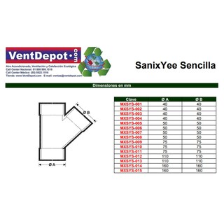 Foto 3 | Foto 3 | Yees De Pvc Sanitario Conexion Ventdepot Mxsys-009 1 Pieza Blanco