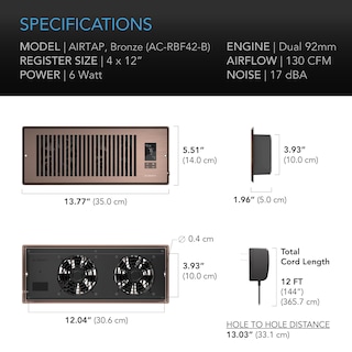 Foto 6 | Foto 6 | Ventilador Register Booster Ac Infinity Airtap T4 Bronze 130 M³/h - Venta Internacional.