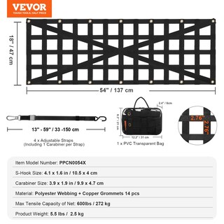 Foto 7 | Foto 7 | Red Vevor Para Portón Trasero Para Plataforma De Camión, 137 Cm X 46 Cm, Con Correas - Venta Internacional.