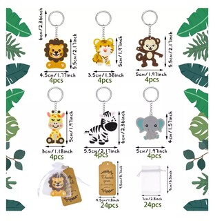 Foto 2 | Foto 2 | Llaveros de Animales para Baby Shower y Fiestas Temáticas 24 Piezas