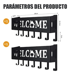 Foto 4 | Foto 4 | Llavero De Pared (con 7 Ganchos) 2 Piezas Negro