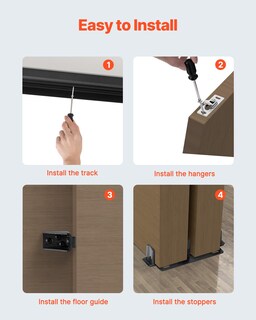 Foto 5 | Foto 5 | Kit De Herrajes Para Puertas Bypass Vevor, Aleación De Aluminio De Alta Resistencia De 4 Pies - Venta Internacional.