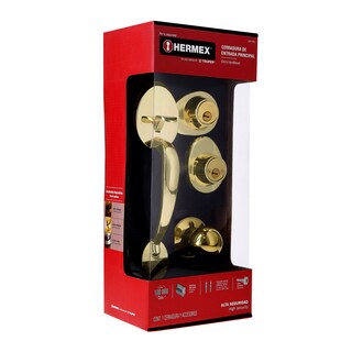 Foto 3 | Foto 3 | Jaladera Perilla y Cerrojo Llave-llave Hermex Cep-12pj color Oro Laton Brillante