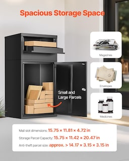 Foto 4 | Foto 4 | Caja De Entrega De Paquetes Vevor 91 Cm De Acero Galvanizado Negro - Venta Internacional.