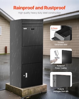 Foto 3 | Foto 3 | Caja De Entrega De Paquetes Vevor 120x31x45 Cm De Acero Galvanizado Negro - Venta Internacional.