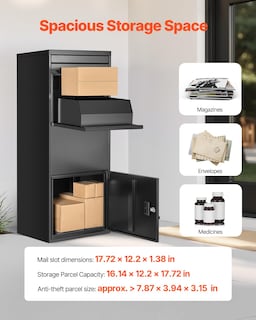 Foto 4 | Foto 4 | Caja De Entrega De Paquetes Vevor 120x31x45 Cm De Acero Galvanizado Negro - Venta Internacional.