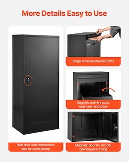 Foto 6 | Foto 6 | Caja De Entrega De Paquetes Vevor 120x31x45 Cm De Acero Galvanizado Negro - Venta Internacional.
