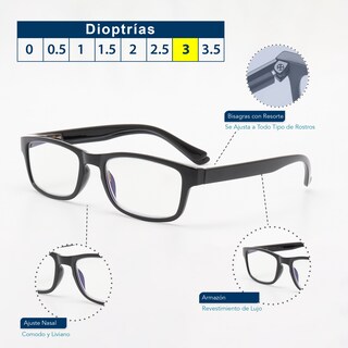 Foto 3 | Foto 3 | Magma Life Lentes Lectura Y Computadora 5 Piezas Con Blue Light Y Armazón Negro (3 Dioptrías Multicolor)